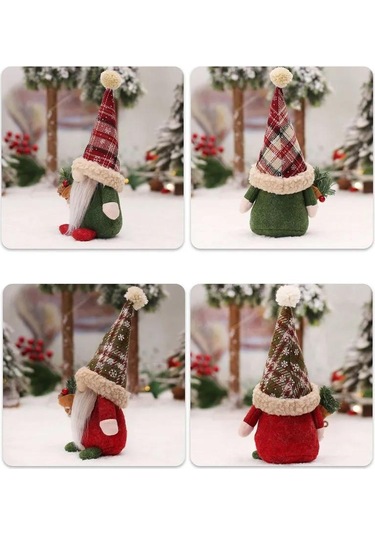 Geekyou Yeşil 24 Cm Noel Gnomu, 1 Adet, Polyester Materyal, Ev Dekorasyonu, Konfor Sağlar, Desteksiz Durabilir