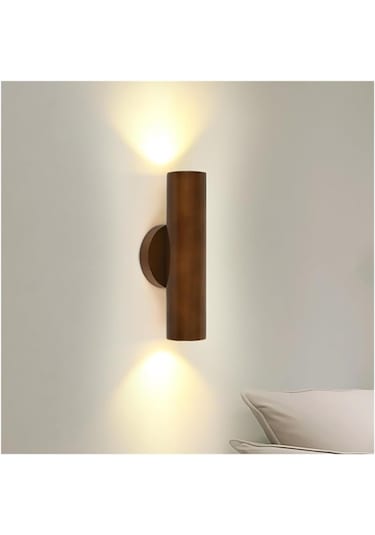 2 Işıklar Ülke Duvar Lambası İç Mekan Kısaltılabilir Led Ceviz Ceviz