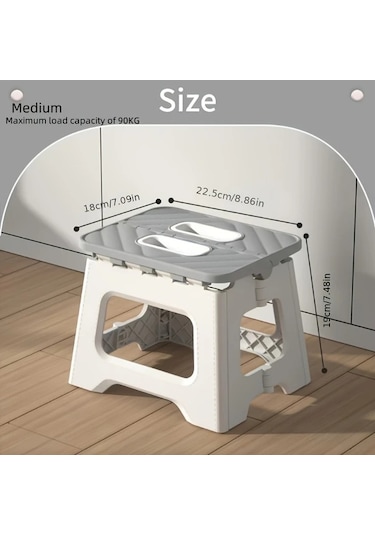 Elmpaly Yeşil Orta Boy Katlanır Plastik Tabure - Ev Ve Ofis İçin Dayanıklı Paspas Basamak Yeşil