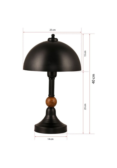 Piedra Ahşaplı Abajur Siyah