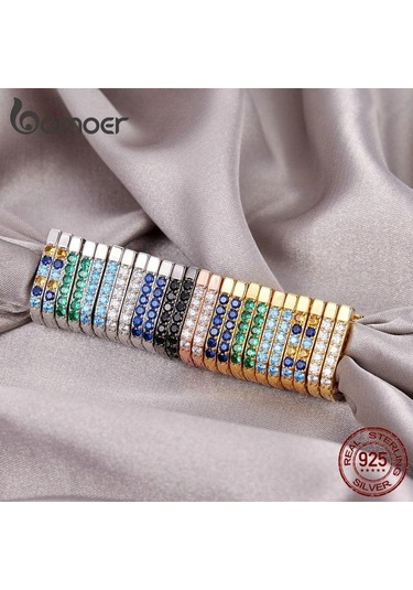 Bamoer 925 Ayar Gümüş Klasik U Şeklinde Kulak Tokaları Küpe Kadın Parlayan Zirkon Küpe Güzel Takı Hediye M