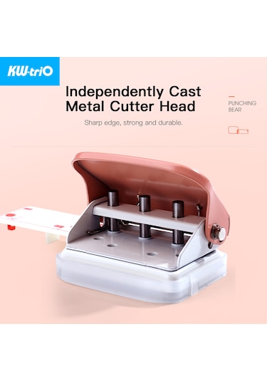 Aubyhe Kw-trio 3 Delikli El Matkapı, 6mm Çap, Metal+abs, 5 Kağıt Kapasitesi, Patenti Var Ölçü Çubuğu, Mavi, Çizelge/defter İçin Mavi