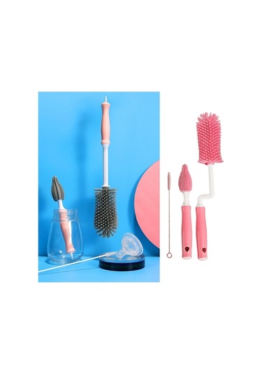 BUFFER® Silikon Uçlu Ekstra Yumuşak Kıllı Sağlam Kavanoz Bardak  Şişe Ve Biberon Temizleme Fırçası