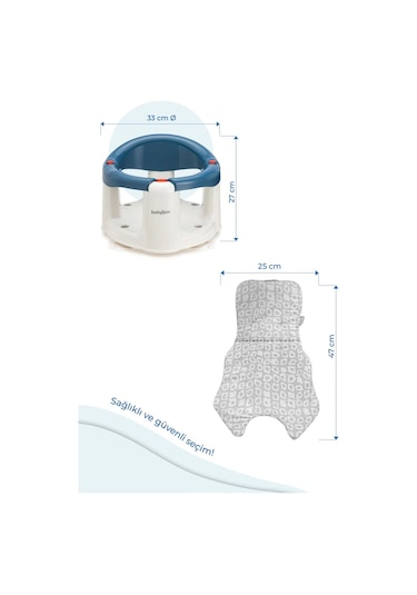 Babyjem Önden Açılır Mama Sandalye Oturağı Ve Minderi - 2 ' Li Set İndigo Mavi