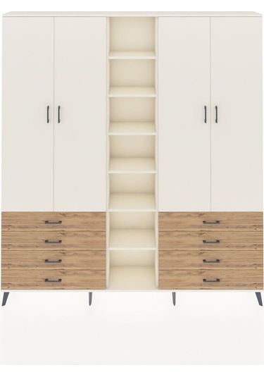 Arges Dolap 10 Raflı 8 Çekmeceli 2 Askılı 220x30x243 Aytaşı-aytaşı/çam Aytası/atlas Çam