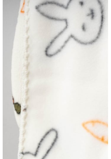 Bebitof Sevimli Tavşan Desenli Peluş Battaniye Bbtf.ekr.95077 Ekru