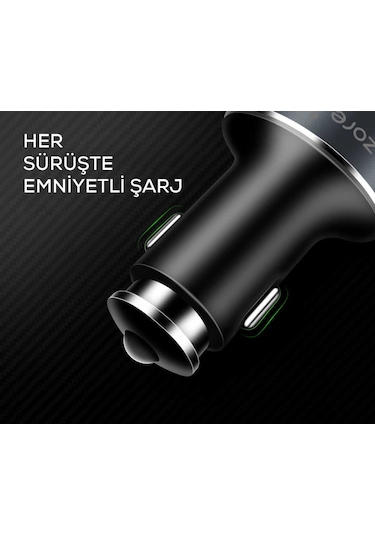 Kilifone - Araç Şarj Seti Zr-c502 2+2 - Siyah - T9690 Siyah