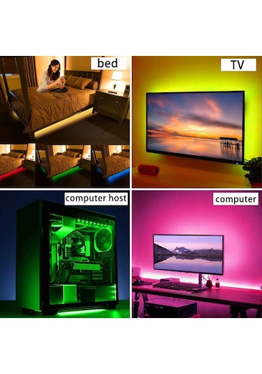 Tv Arka Işık Müzik Senkronizasyonu Usb İle Güçlendirilmiş Rgb 5050 Led Şerit Işığı, 15 - 80 İnç Tv Ayna Pc İçin 3m