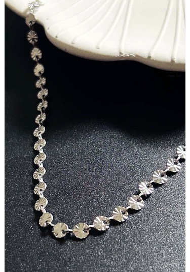 Paslanmaz Çelik Pul Kolye 416, Gümüş Rengi Gümüş