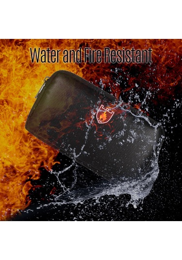 Vkemall Silikon Kaplı Cam Fiber Yangınsız Çanta - Telefon Ve Powerbank Saklama İçin, Darbe Emici Sprey İç Katman, 20.8x11.8cm Siyah