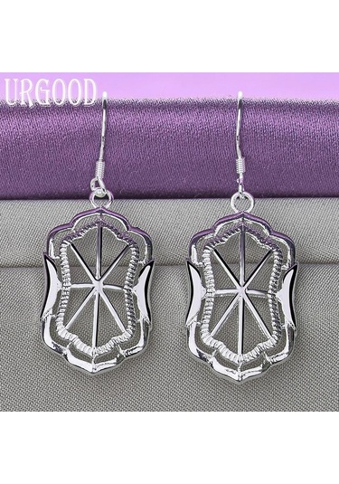 925 Ayar Gümüş Geometrik Damla Küpe Moda Takı