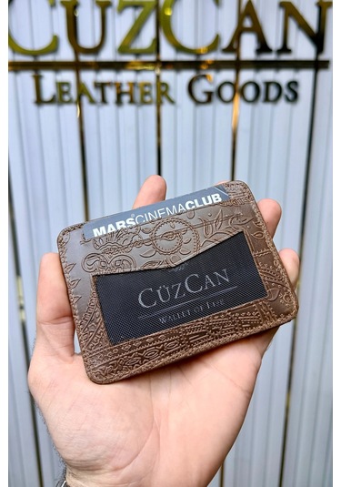 Cüzcan Jorvik Patlı Hakiki Deri Premium Kartlık Kişiye Özel İsim Baskılı Taba Motifli