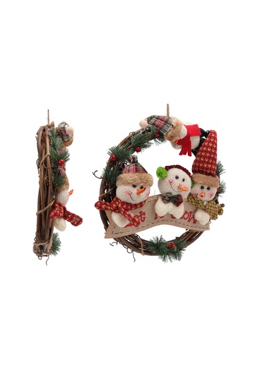 Kangvka Noel Kardeşleri Rattan Çemberi - Rustik Stil Ev Kapısı Pencere Dekorasyonu - Açık Renkli Noel Vibe Oluşturucu