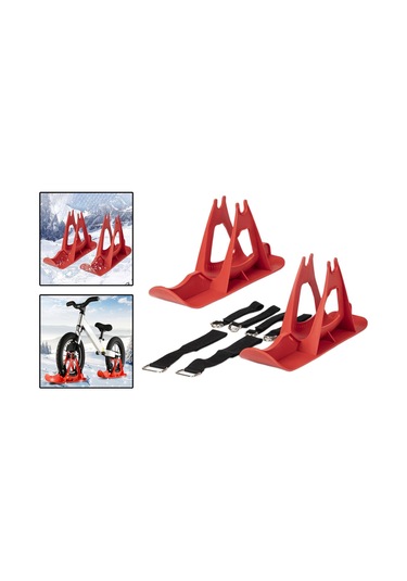 Suntek Kış Kar Kızağı Bisiklet Kayak Kızak Spor Kırmızı
