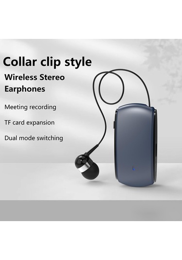 K68 Kart İş Yaka Klips Tipi Tek Kulak Bluetooth Kulaklık Beyaz