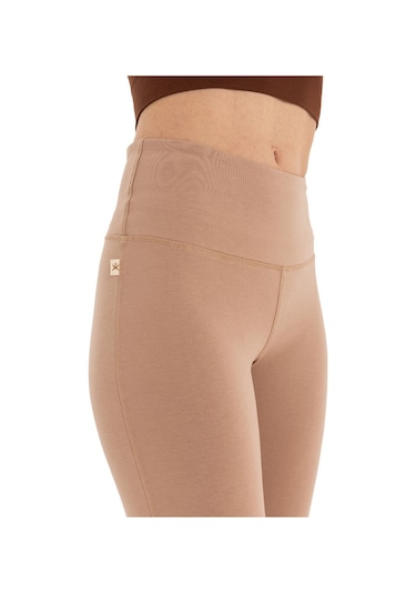 Inguz Roll Up Flare Toparlayıcı Yoga Pantolon Bej