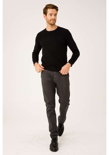 İgs Erkek Siyah Standart Bisiklet Yaka  Triko Siyah