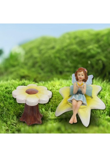 Homyl 3x Çiçek Peri Heykeli Reçine Heykelcik Bahçe Dekorasyon