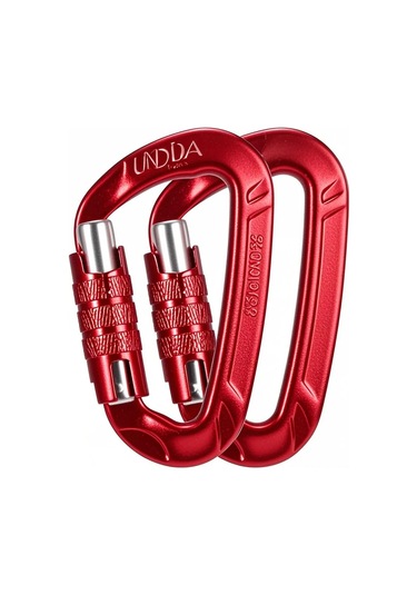 Maiyame 7075 Alüminyum 12kn Dayanıklı D-karabiner, Tırmanma İçin 2 Adet Set, Kırmızı Çok Renkli