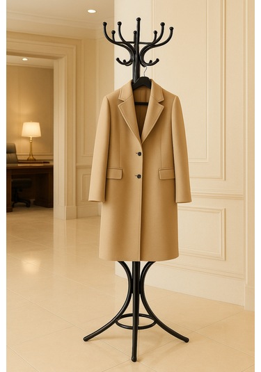 Lüks Siyah Kalın Metal Den Portmanto Askılık Üreticiden 100 Kg Kapasiteli Siyah