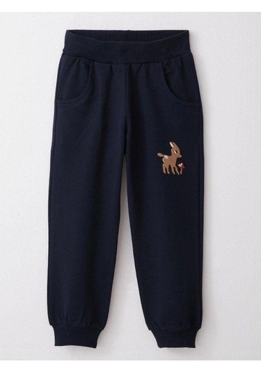 Kız Çocuk Loved Nakışlı Pamuklu Eşofman Takım-14382 Pembe