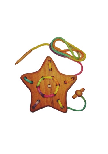 İp Geçirme Örme Oyunu Ahşap Yıldız