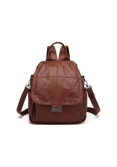 Yıkama Deri Sırt Askılı Kadın Çantası 21-k Barcelona 1908 Kahve - Kahve
