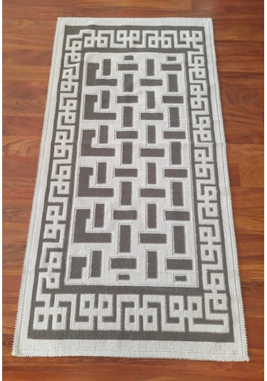 Pamuklu Bukle Lüks Kilim 80x150 -luma Kreme Kahve Kahve