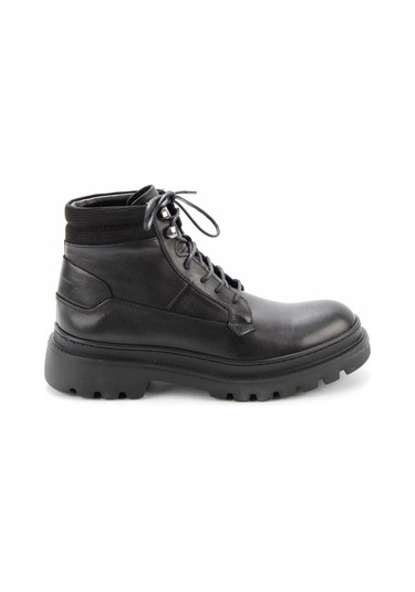 Siyah Hakiki Deri Erkek Bot & Bootie E02587510903 Siyah