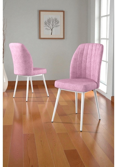 Bara Siyah Mermer 80x132 Açılabilir Sunta Masa Yemek Odası Takımı, Mutfak Takımı 6 Adet Sandalye Pembe