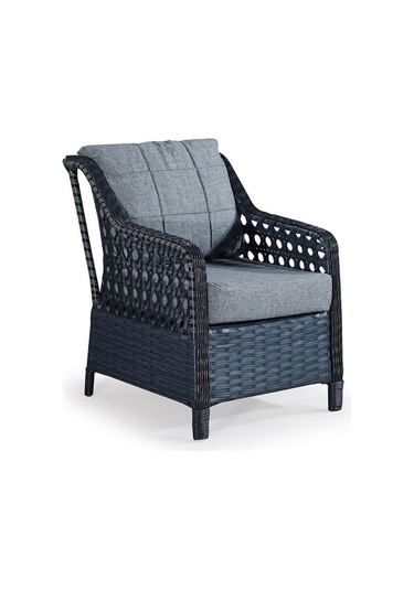Mobilyabazari Rattan Bahçe Mobilyası Salon, Balkon, Cafe Ofis 3 1 1 Masa 2 Puf Siyah