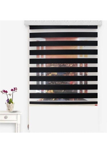 Kidmex Düz Siyah Zebra Perde Etek Dilimsiz