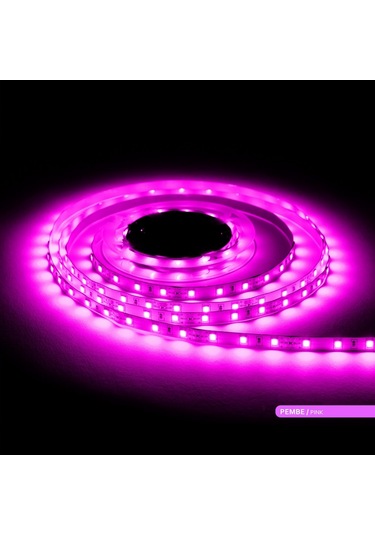 5metre Led Şerit 5050 Dc12v Pembe Renkli 60led/m Ip20 Işık Aydınlatma Lambası Hortum Kendinden Yapışkanlı
