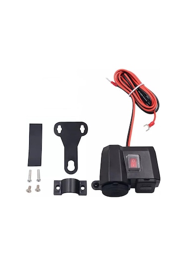 Motosiklet Çift Port Usb Şarj Voltmetre Ve Çakmak Yuvası