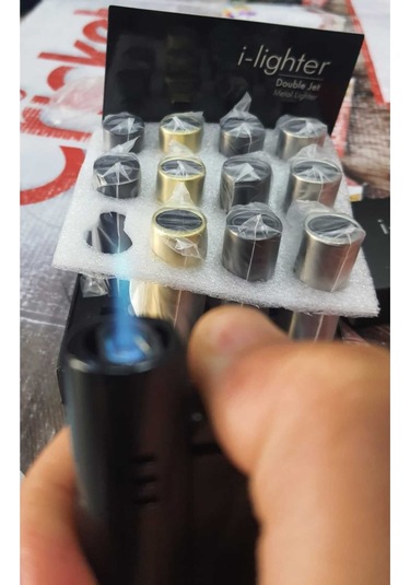 İ-lighter Y-220 Full Metal Siyah Çakmak Açık Gri - Füme