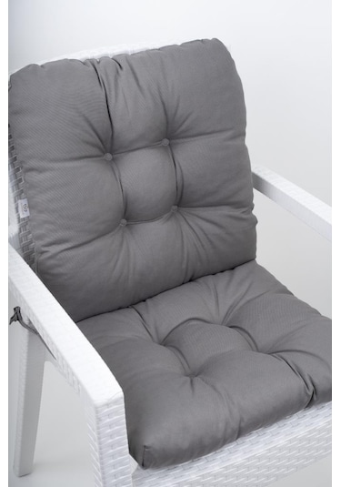 Neva Pofidik Antrasit Arkalıklı Sandalye Minderi Özel Dikişli Bağcıklı 44x84 Cm Antrasit