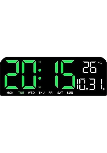 Novahub Trendooze Yeşil 9 Dijital Duvar Saati, Sıcaklık-tarih-hafta, Zamanlama-geri Sayım, Işığa Duyarlı, 2 Alarm, 12/24h, Led Çalar Saat Ct Mavi, 2 Alarm Yeşil