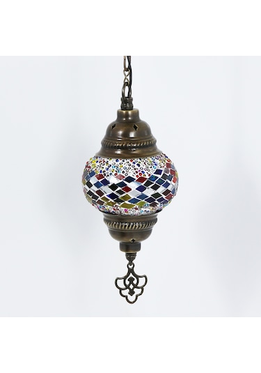 Dekoratif Mozaik Avize Tekli Sarkıt Tavan Lambası Renkli