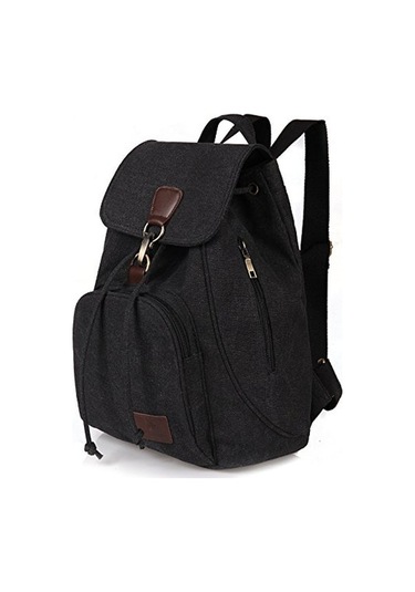 Kadınlar İçin Tuval Sırt Çantası Çanta - 15.7 İnç Laptop Çantası Siyah