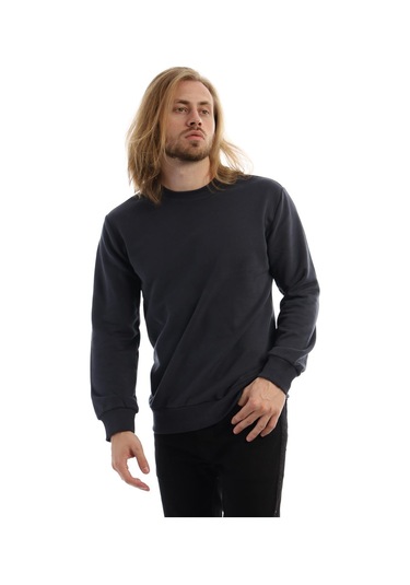 Erkek Bisiklet Yaka 3 İplik Sweat Füme