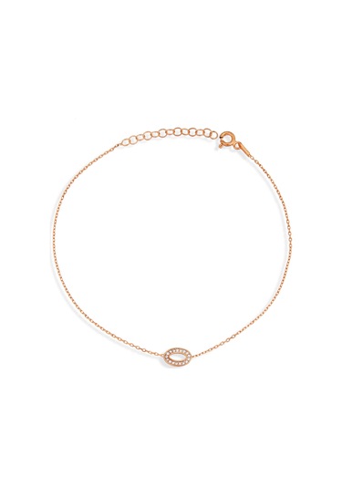 Argentum Concept Zirkon Taşlı 925 Ayar Gümüş Elips Halhal - H001301 Pembe