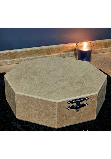 Ahşap Sekizgen Model 9 Bölmeli Aksesuar Kutusu Ham Boyanabilir