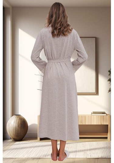 Mecit 1543 Bayan Vizon Büyük Beden Uzun Kollu Uzun Sabahlık Vizon