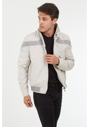 Sposo 1090 Su Itici Kumaş Regular Kalıp Taş Rengi Erkek Mont Taş