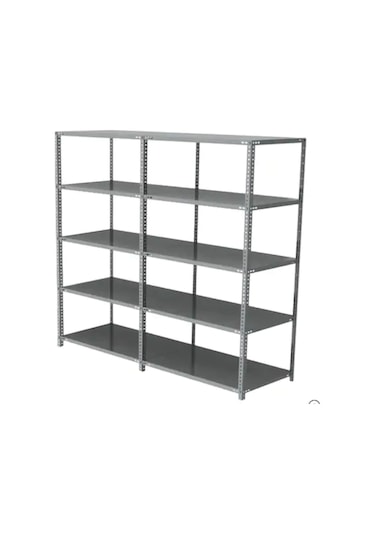 Mekoraf 43 X 93 2 Metre 5 Katlı 2 Ünite Raf Sistemi Gri