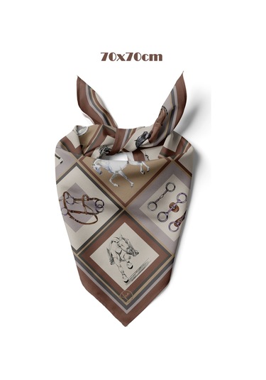 Terra Binici Kahve Desen 70 70cm Bandana/fular Çok Renkli
