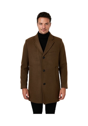 Buratti Slim Fit Tek Yırtmaçlı Düğmeli Mono Yaka Kaşe Erkek Kaban 5840098 Taba Buratti Slim Fit Tek Yırtmaçlı Düğmeli Mono Yaka Kaşe Erkek Kaban 5840098 Taba