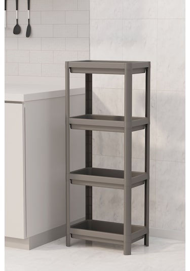 4 Katlı Slim Mutfak & Banyo Raf Ünitesi, Gri Gri