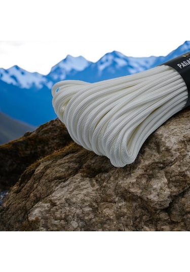 Polyester Paracord İp 4 Mm Beyaz Renk 30 Metre