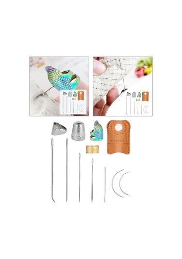 Homyl Deri İğneler Seti Parmak Kalkanı El Dıy Metal Yüksük